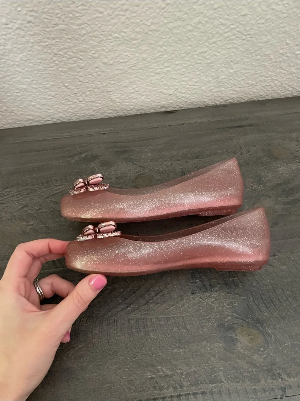 Mini Melissa Pink Glitter Butterfly Jelly Flats